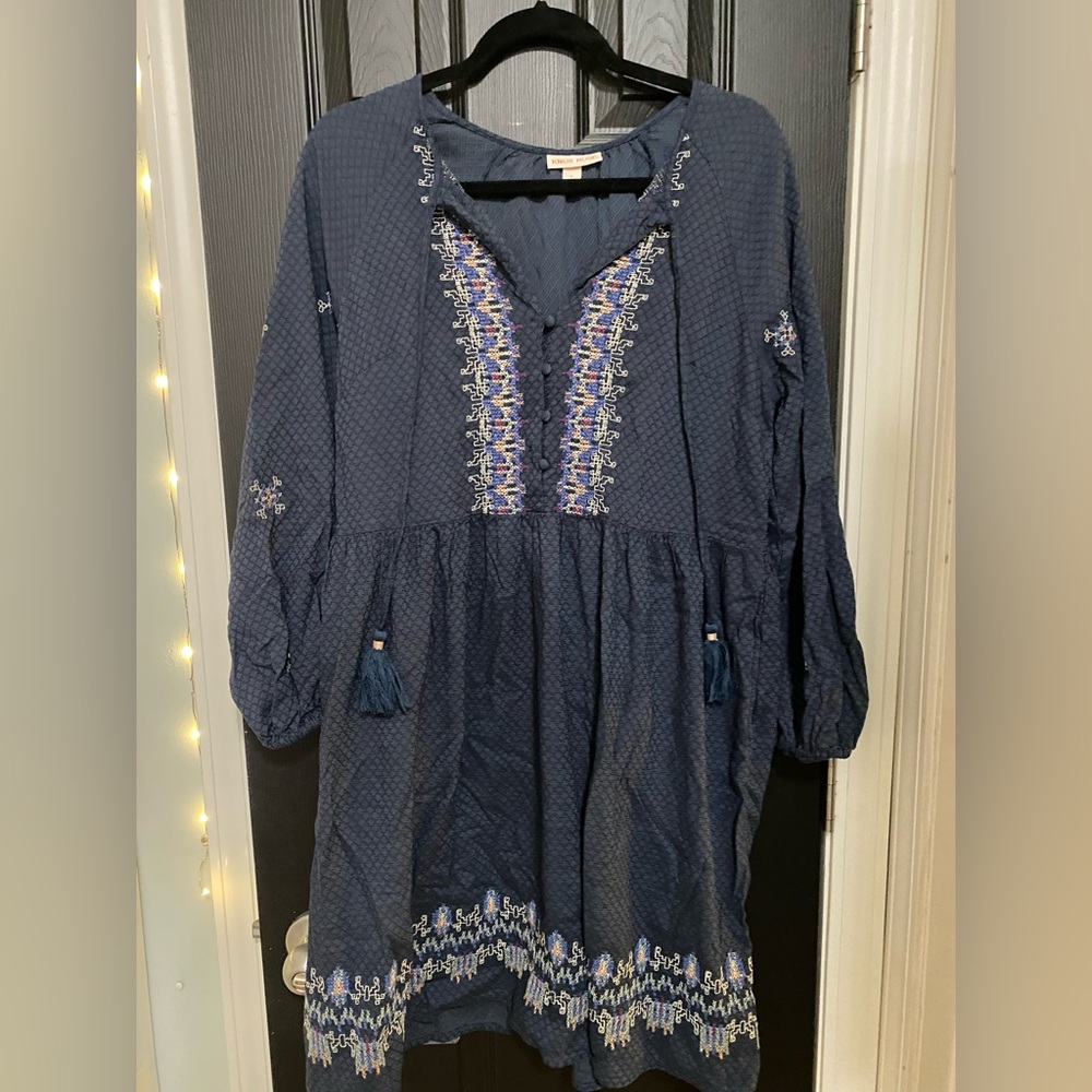 Knox Rose blue, long sleeve dress, L